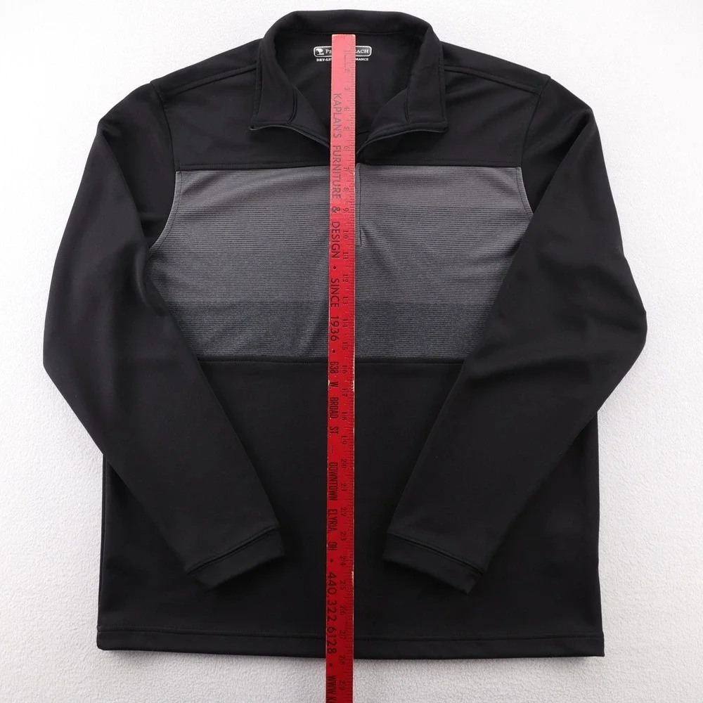 Pebble Beach Dry-Luxe Performance Mens Medium Black Gray 1/4 Zip‎ Golf Pullover
